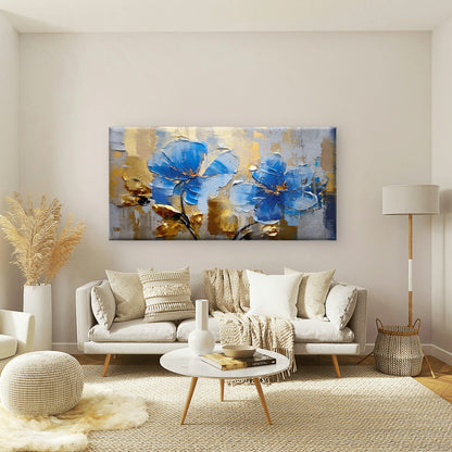 Modern Blue Blossom Painting Wall Art Canvas Office Home Framed 120x60cm