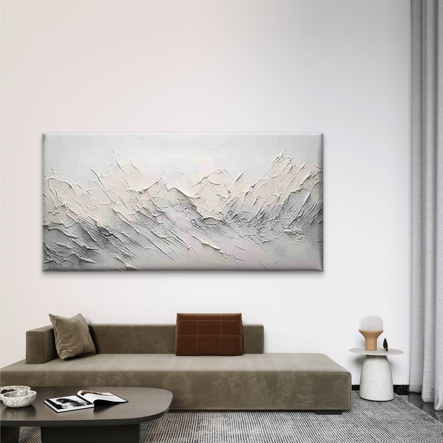 Abstract Textured Mountains Wall Art Canvas Office Home Room Framed 120x60cm - Bella Home Decor