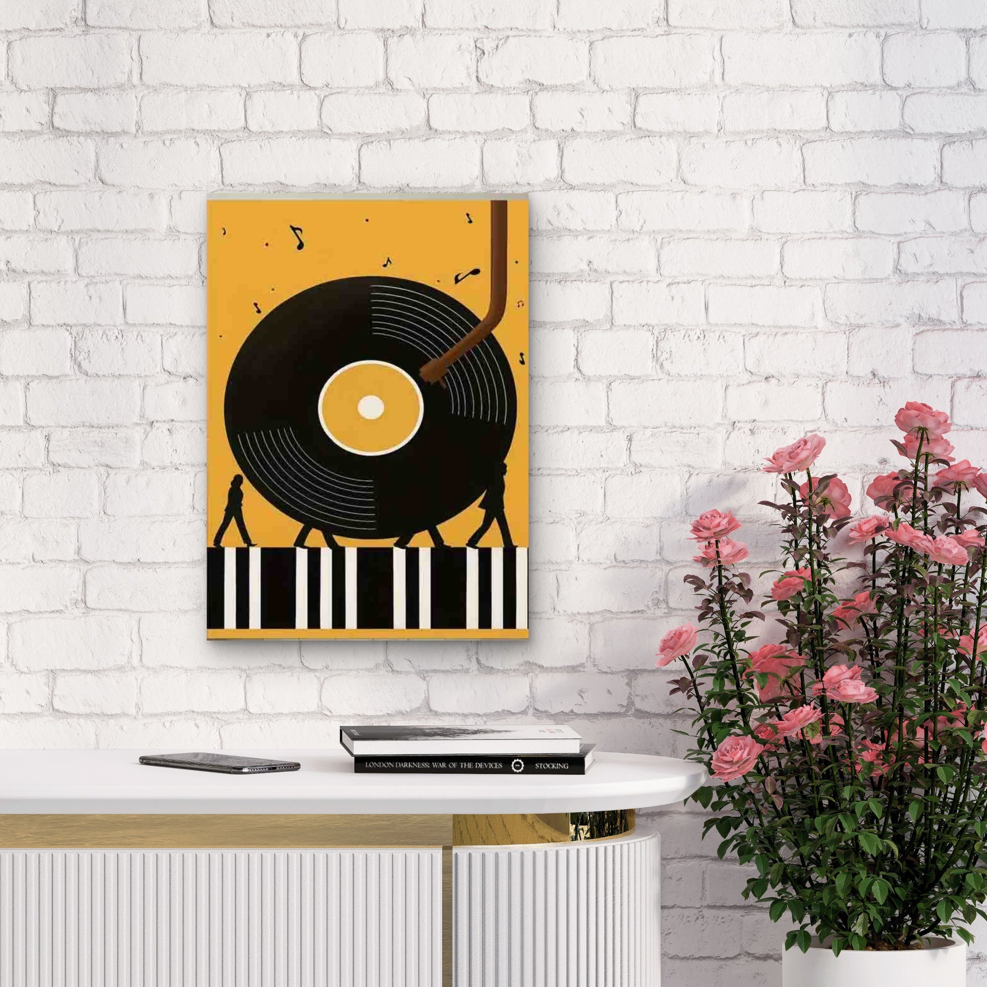 Vinyl Record Music Theme Art 60x90cm Metal Print Ready to Hang - Bella Home Decor