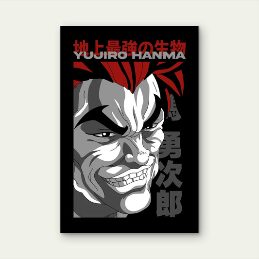 Manga Villain Grin Graphic 40x60cm Metal Print Ready to Hang