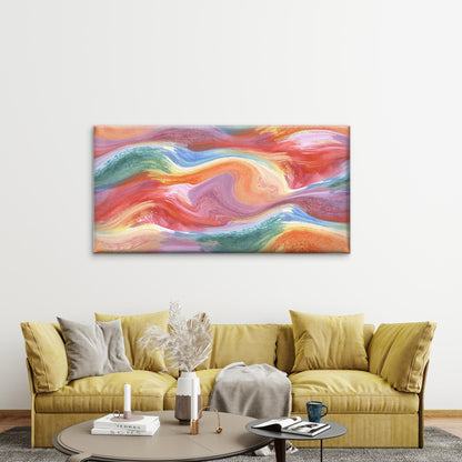 Abstract Waves Of Vibrant Oil Wall Art Canvas Office Home Room Framed 120x60cm - Bella Home Decor