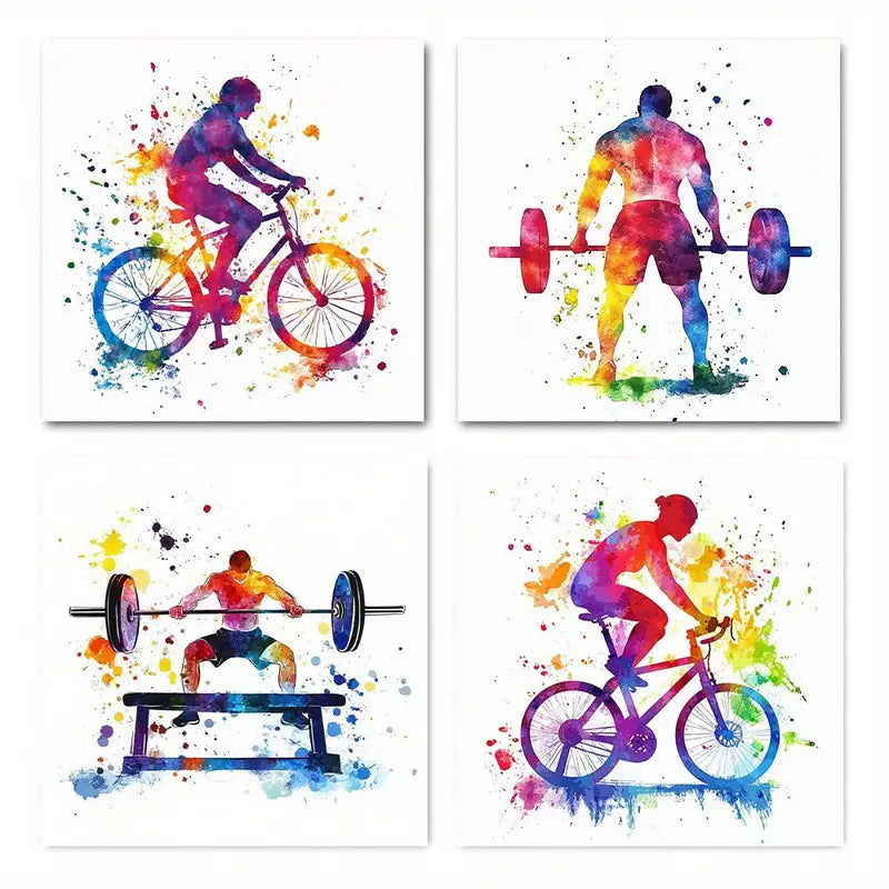 4pcs Workout Gym Decor FG    Wall Art Canvas Framed