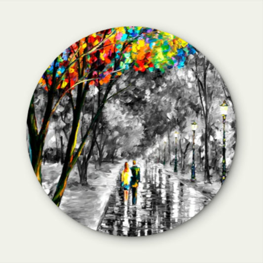 Black And White Couple Night Street Acrylic Glass Rounded Print Tempered Glass Wall Art 100% Made in Australia Ready to Hang