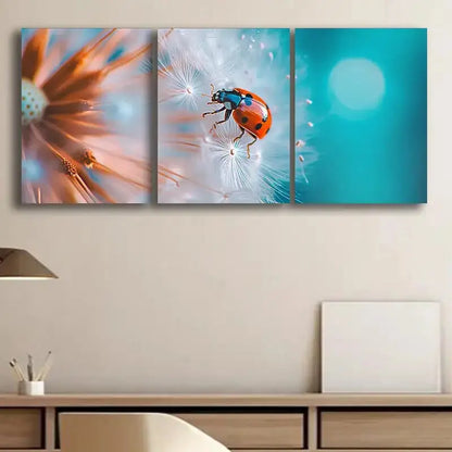 3pcs Luxurious Ladybug & Nature Scenery Metal Print Ready to Hang Art