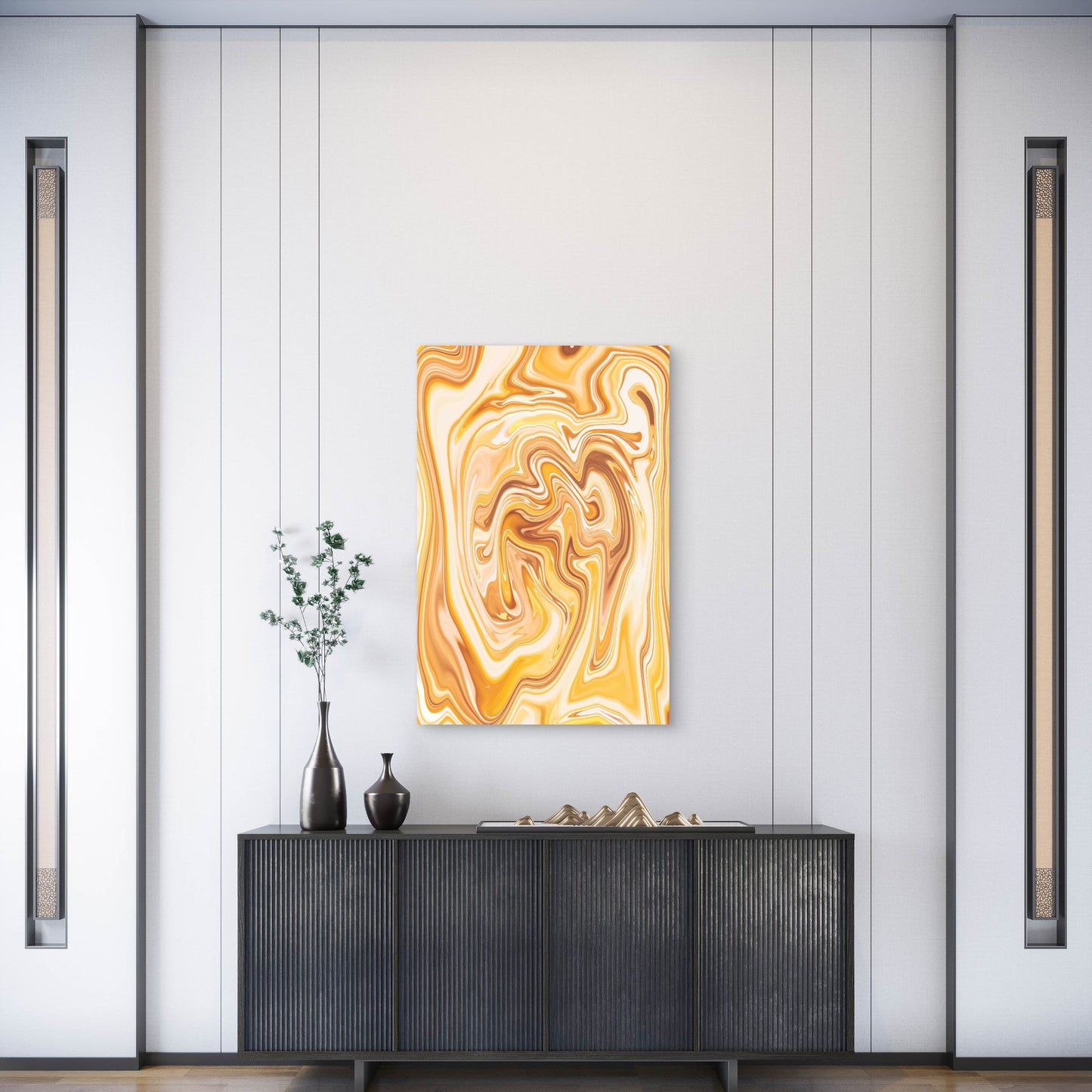 Gold Liquid Paint Marble Background 60x90cm Metal Print Ready to Hang