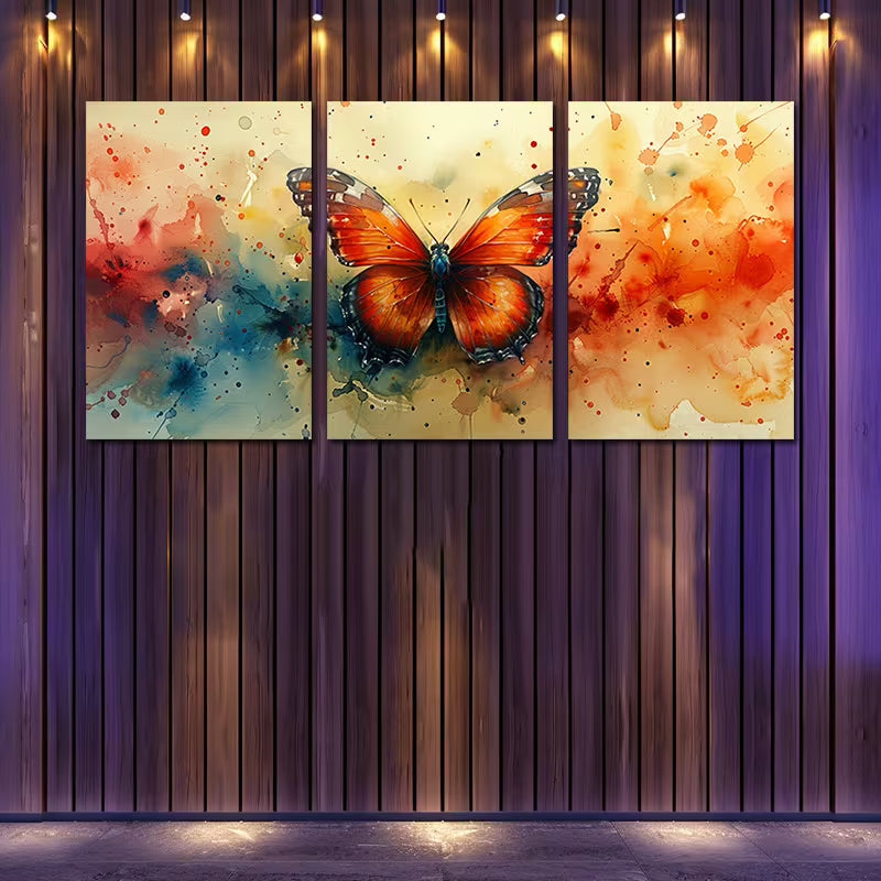 3pcs Watercolor Crystal Butterfly Design Wall Art Set Canvas Framed 40x60cm - High Quality Print 100% Australian Made Wall Canvas Ready to Hang