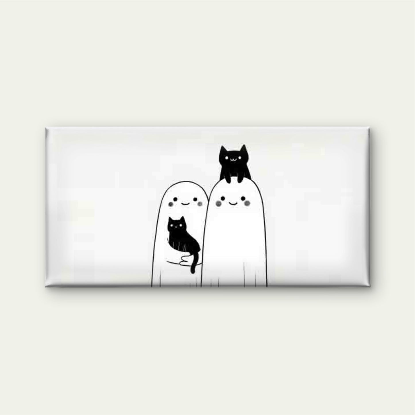 Anime Black & White Cat Wall Art Canvas Office Home Room Framed 120x60cm