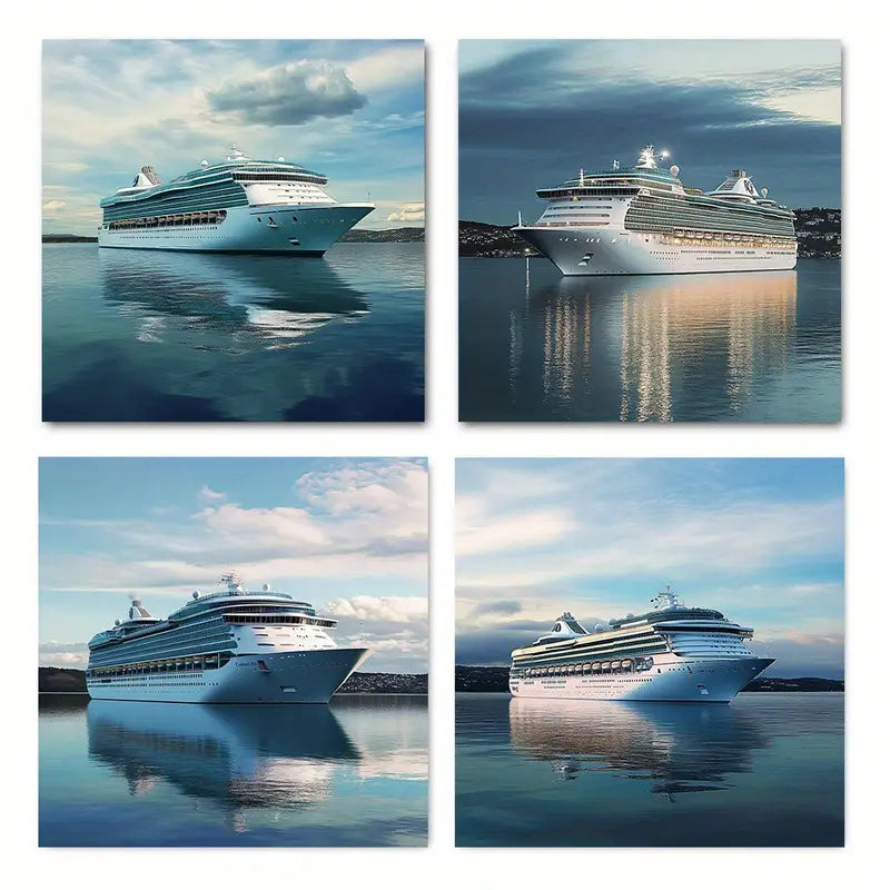 4pcs Royal Viking Sun Cruis Themed Wall Art Canvas Framed