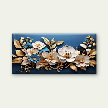 White & Golden Botanical Wall Art Canvas Office Home Room Framed 120x60cm