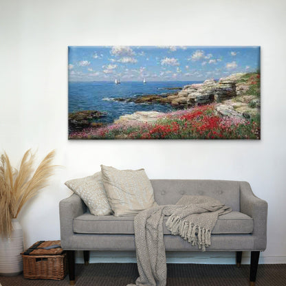 Minimalist Ocean Landscape Wall Art Canvas Office Home Room Framed 120x60cm - Bella Home Decor