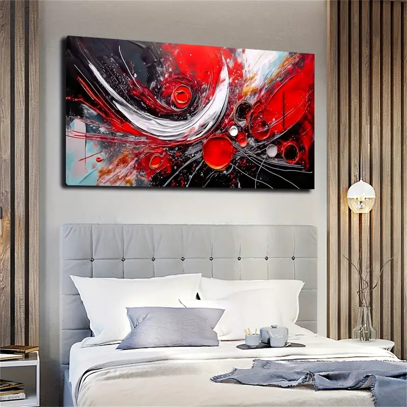 Abstract Red Modern Colors Wall Art Canvas Office Home Room Framed 120x60cm - Bella Home Decor