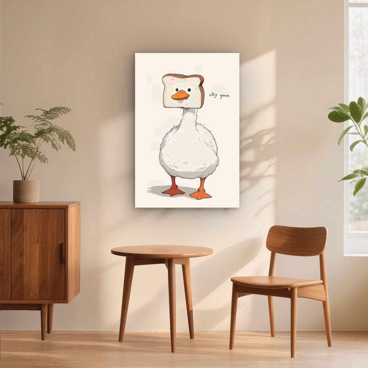 Silly Goose with Toast Head 40x60cm Metal Print Ready to Hang - Bella Home Decor