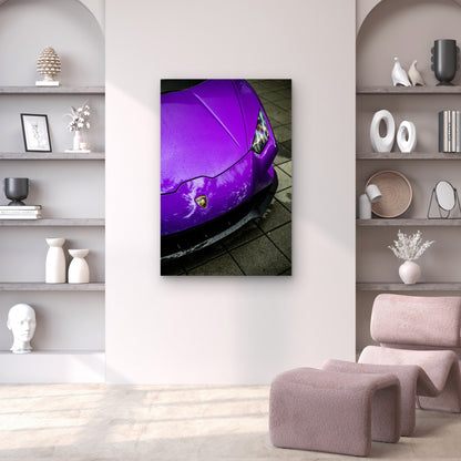 Purple Lamborghini Close Up 40x60cm Metal Print Ready to Hang