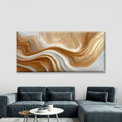 Creamy Swirls Shimmering Wall Art Canvas Office Home Room Framed 120x60cm