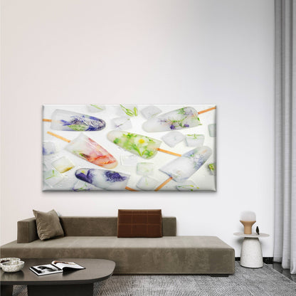 Frozen Flowers In Ice Cubes Wall Art Canvas Office Home Room Framed 120x60cm