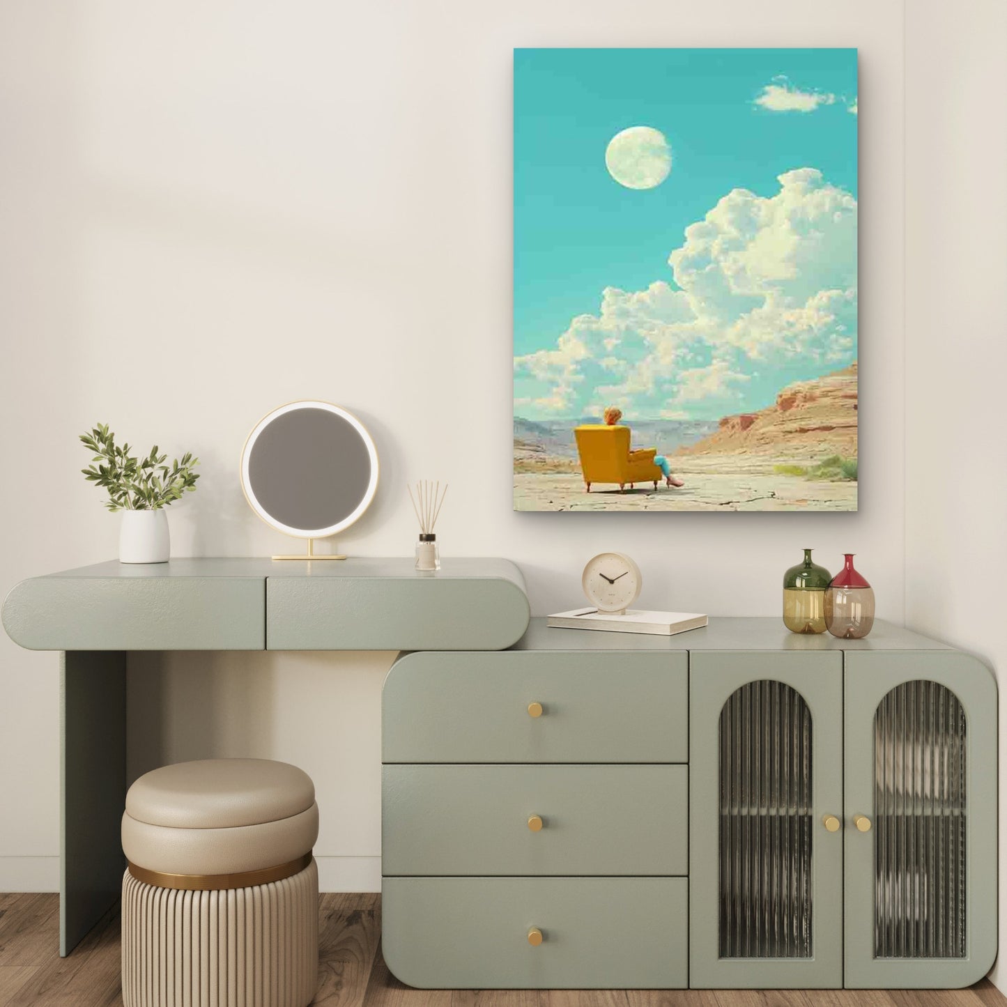 Minimalist and Surrealistic Photo of a Woman 40x60cm Metal Print Ready to Hang - Bella Home Decor