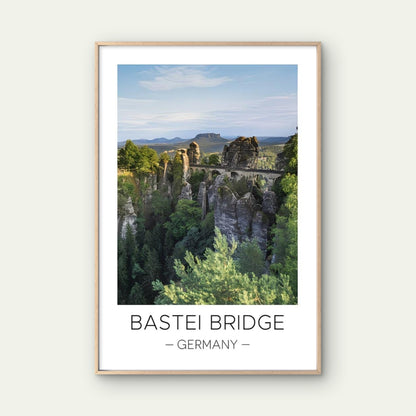 Bastei Bridge Over Saxon Switzerland Cliffs Travel Poster Print Wall Art - Bella Home Decor