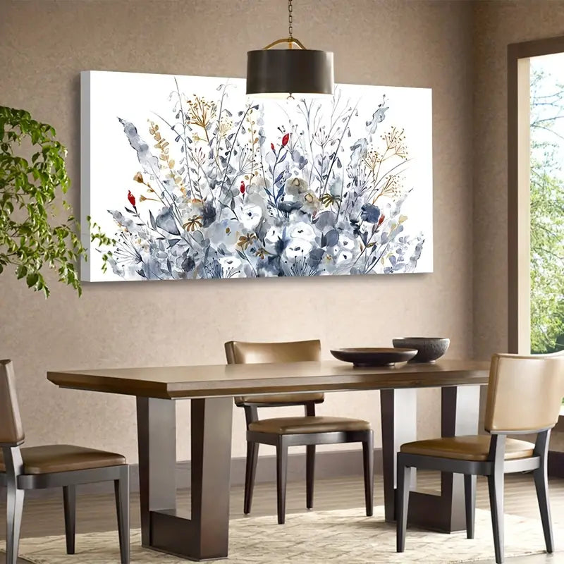 Flowers Vintage Botanical Flower Wall Art canvas office home room framed 120x60cm - Bella Home Decor