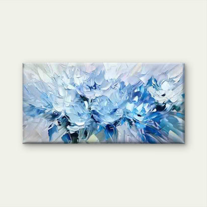 Abstract Blue Flower Wall Art Canvas Office Home Room Framed 120x60cm