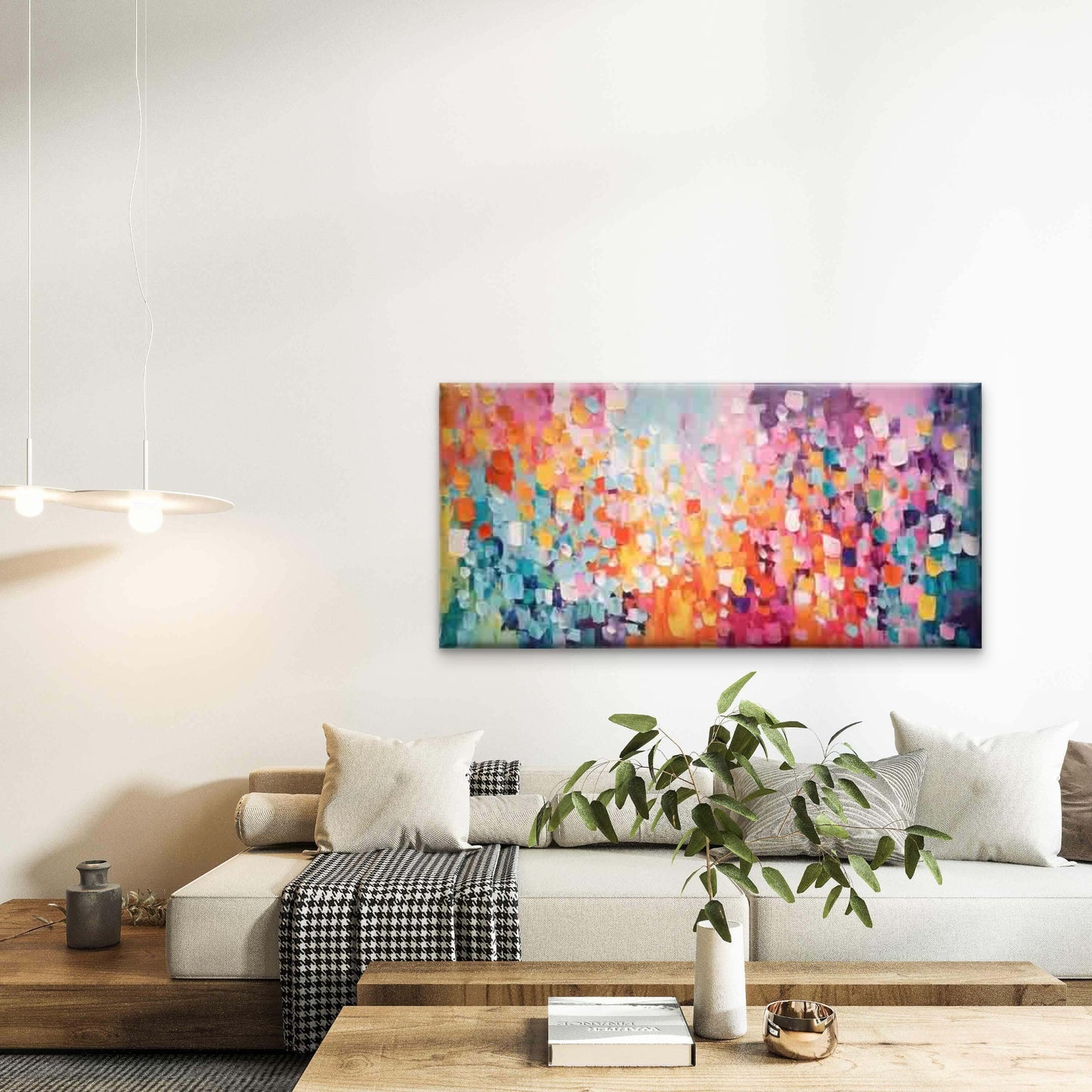 Abstract Colorful Shapes Wall Art Canvas Office Home Room Framed 120x60cm - Bella Home Decor