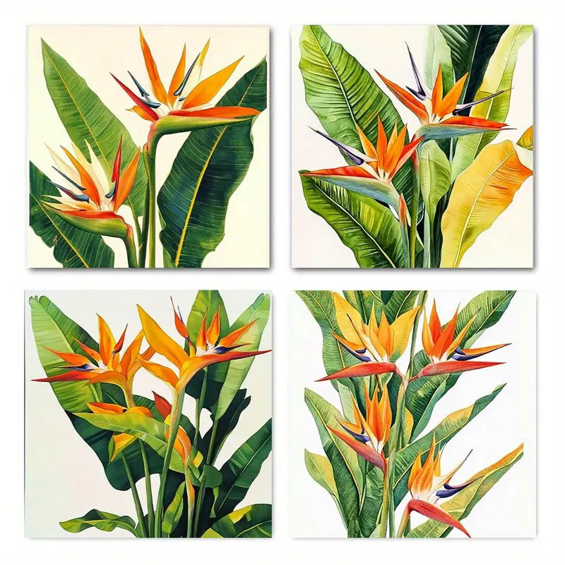4pcs  Tropical Bird of Paradise  BP    Wall Art Canvas Framed