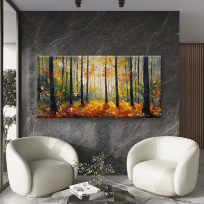 Autumn Forest Landscape Wall Art Canvas Office Home Room Framed 120x60cm - Bella Home Decor