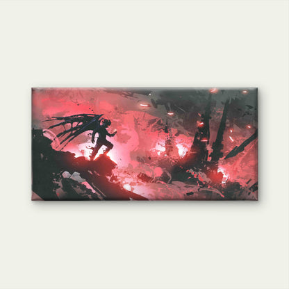 Devil Standing on Ruins Wall Art Canvas Office Home Room Framed 120x60cm