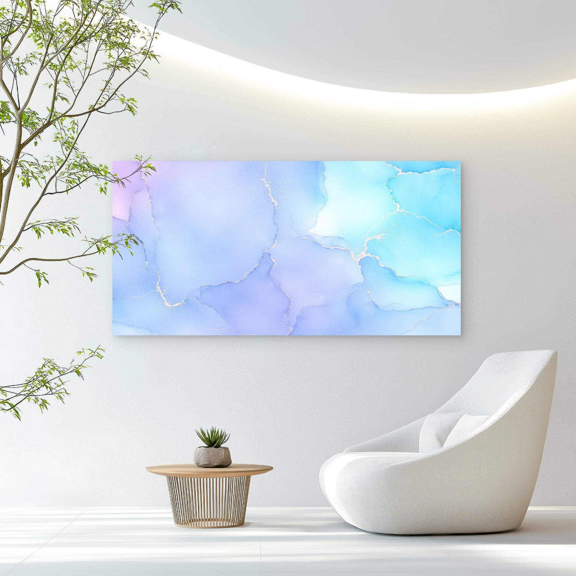 Lavender Tides Gilded Ripples Wall Art Canvas Office Home Room Framed 120x60cm - Bella Home Decor