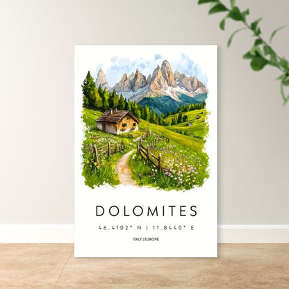 Dolomites Italy Alps Landscape Mountain Travel Poster Print Wall Art