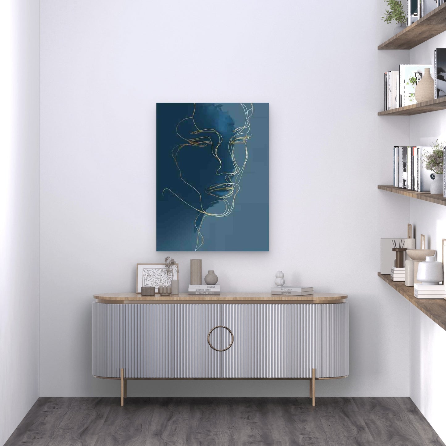 Abstract Woman Face Line Art Metal Print Ready to Hang