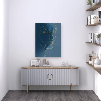 Abstract Woman Face Line Art Metal Print Ready to Hang