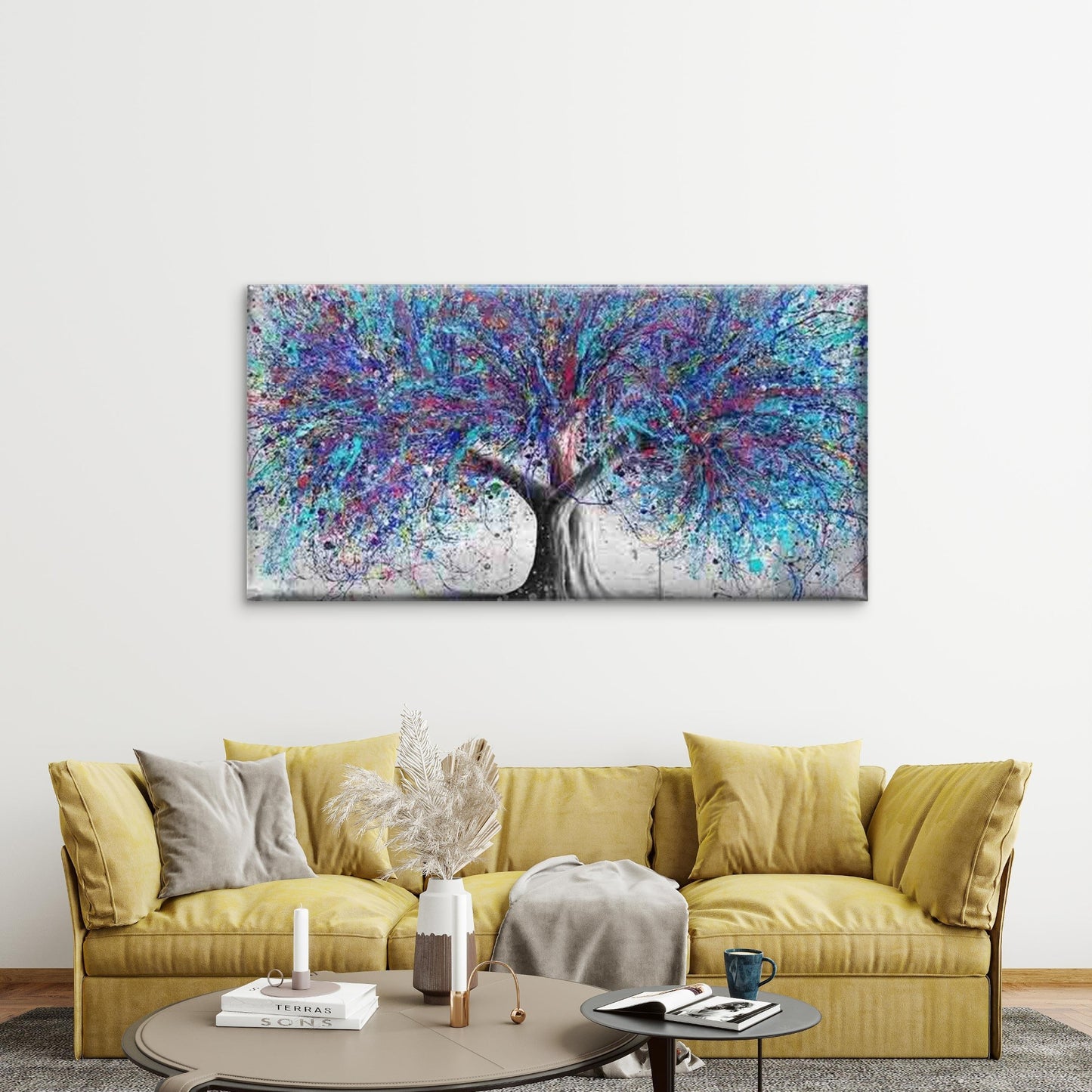 Abstract of a Colorful Tree Wall Art Canvas Office Home Room Framed 120x60cm - Bella Home Decor