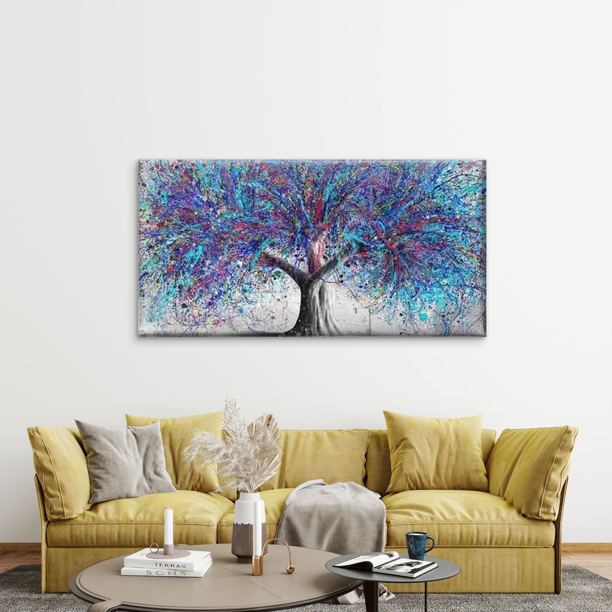 Abstract of a Colorful Tree Wall Art Canvas Office Home Room Framed 120x60cm - Bella Home Decor