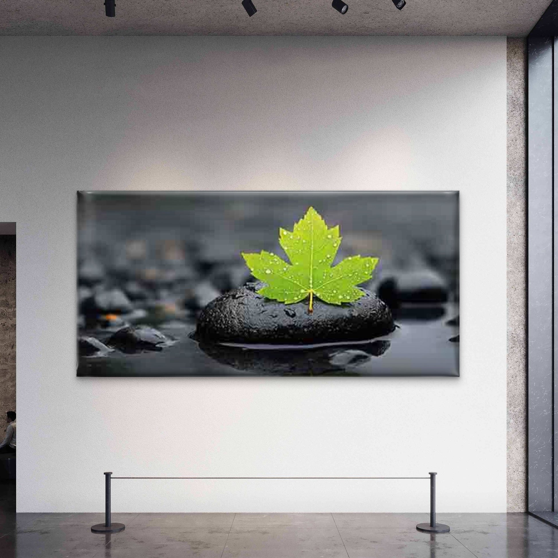Fresh Green Leaf and Water Wall Art Canvas Office Home Room Framed 120x60cm - Bella Home Decor