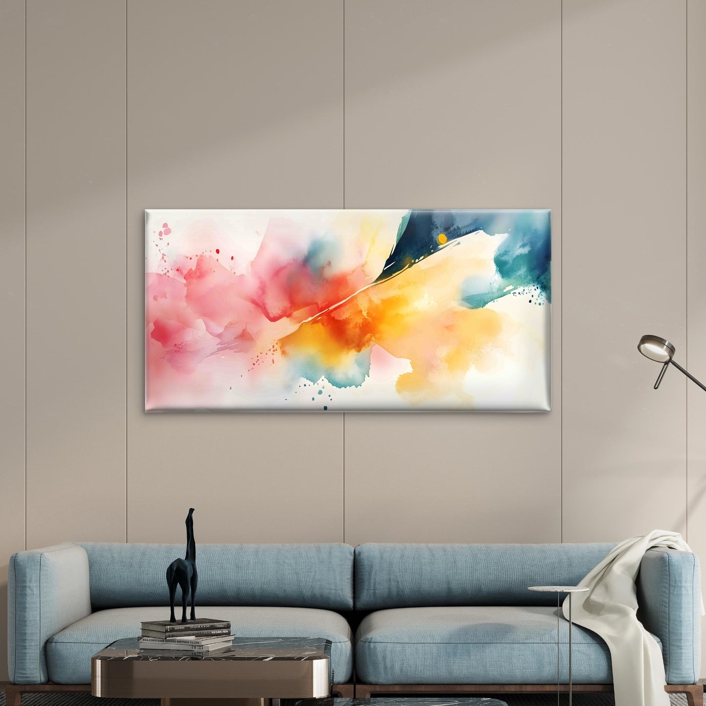 Abstract Watercolor Fusion Back Wall Art Canvas Office Home Room Framed 120x60cm - Bella Home Decor