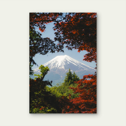 Mount Fuji with Autumn Foliage, Japan 60x90cm Metal Print Ready to Hang