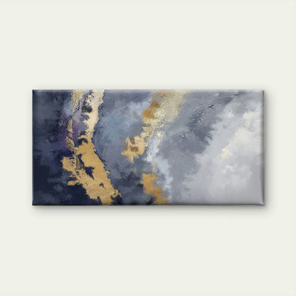 Navy Purple Grey Gold Abstract Wall Art Canvas Office Home Framed 120x60cm