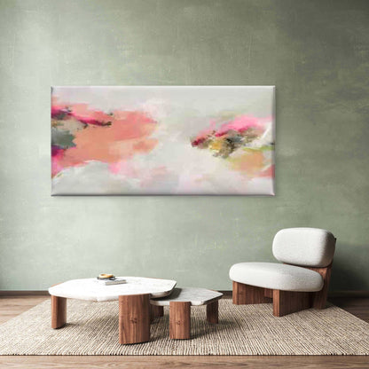 Abstract Pink Golden Brushstrok Wall Art Canvas Office Home Room Framed 120x60cm