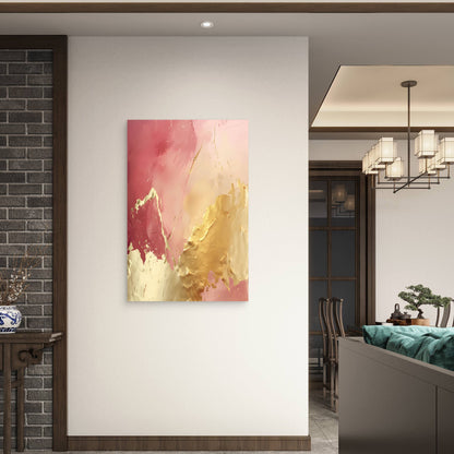 Abstract Palette Gold Veins Bright Pastel 40x60cm Metal Print Ready to Hang