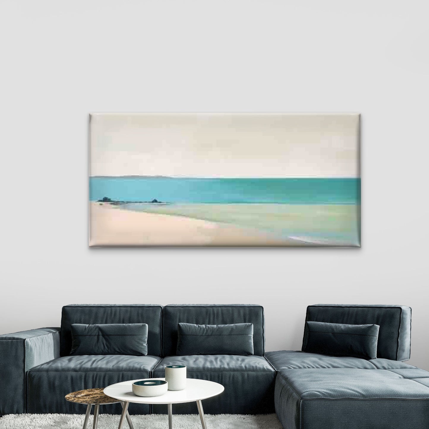 Coastal Beach Painting Wall Art Canvas Office Home Room Framed 120x60cm