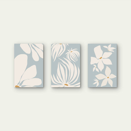 3pcs Sage Blue White Daisy Minimalist Wall Art Set Canvas Framed 40x60cm - High Quality Print 100% Australian Made Wall Canvas Ready to Hang