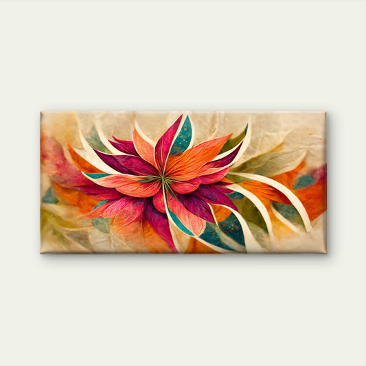 Vibrant Teal Orange Blossom Bloom Wall Art Canvas Office Home Room Framed 120x60