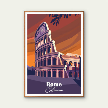 Rome Colosseum Italy Amphitheater Vintage Travel Poster Print Wall Art