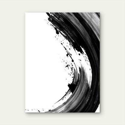 Abstract Black and White Brush Strokes 60x90cm Metal Print Ready to Hang