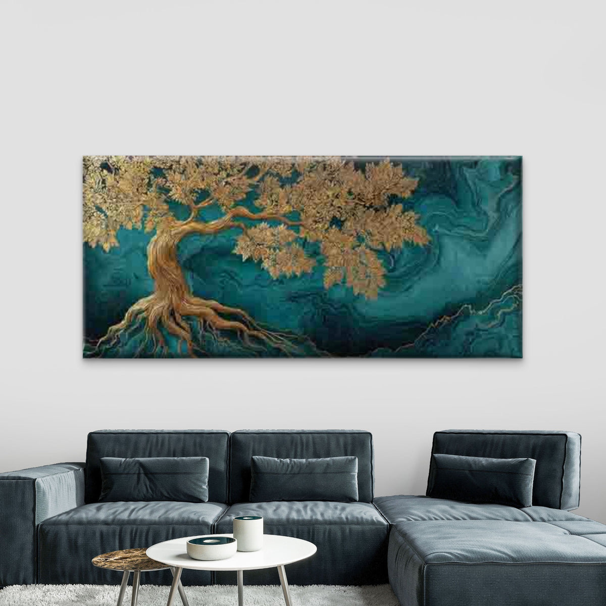 Golden Brown Swirls Abstract Wall Art Canvas Office Home Room Framed 120x60cm