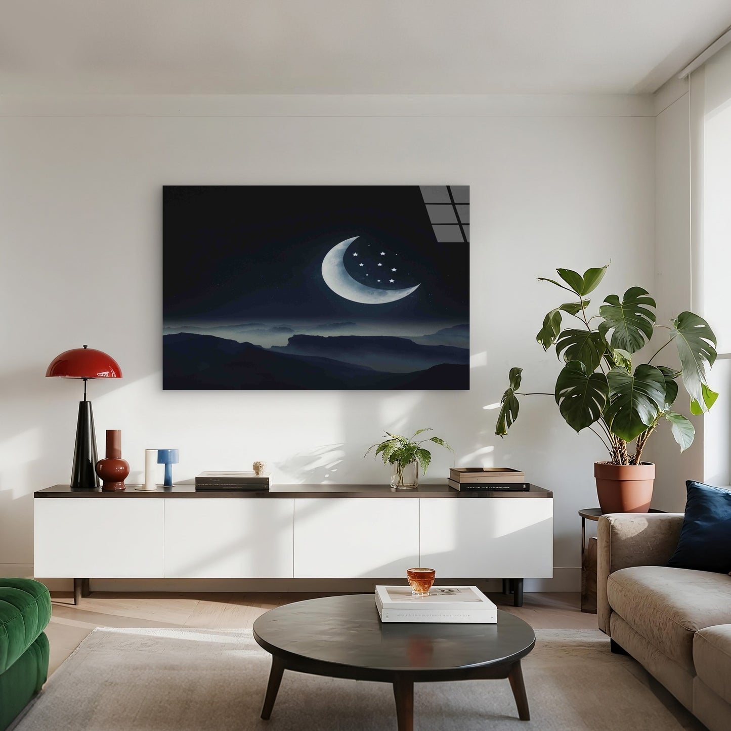 Surreal Mountain Moon Tempered Glass Printing Wall Art Australian Made Quality