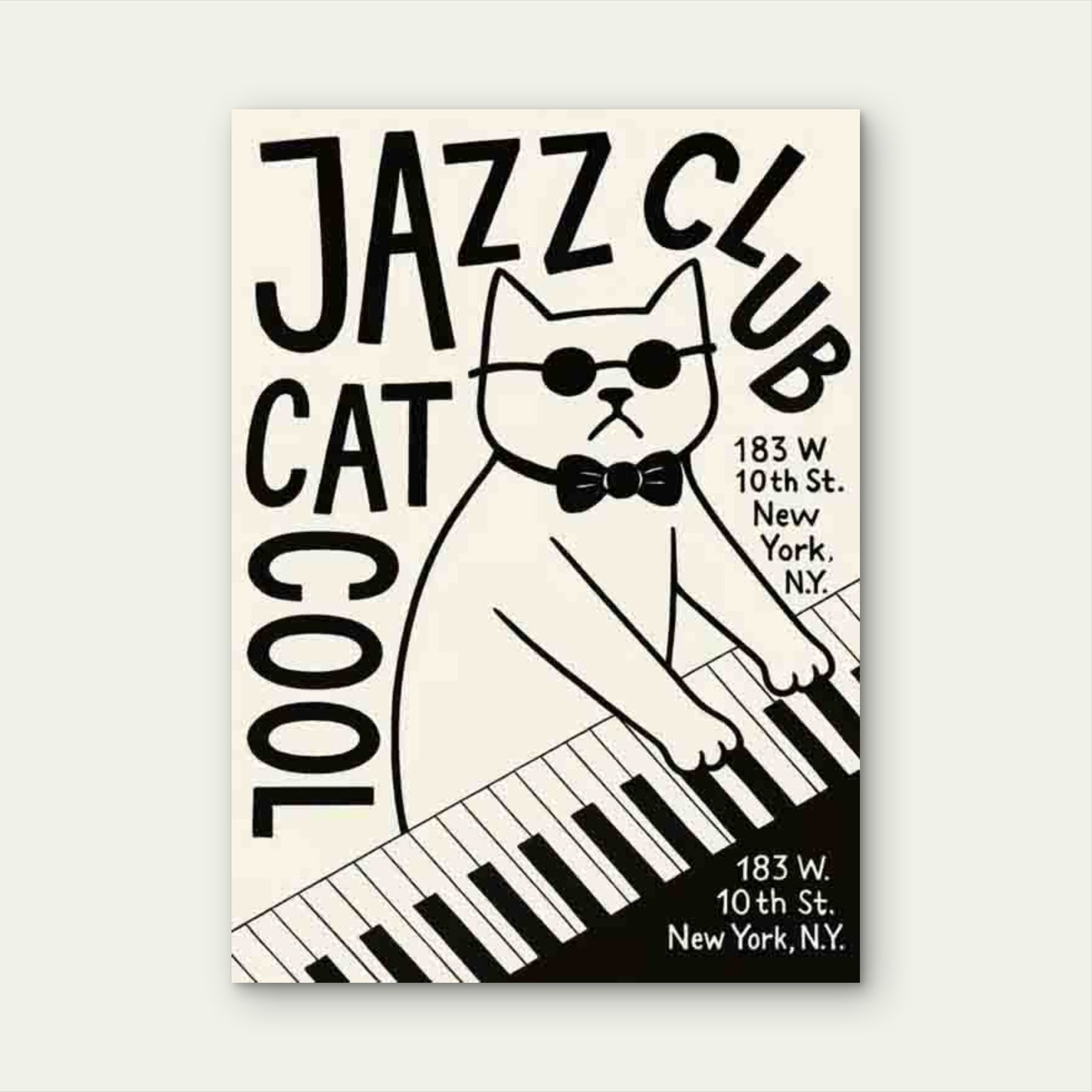 Jazz Cat Piano 60x90cm Metal Print Ready to Hang - Bella Home Decor