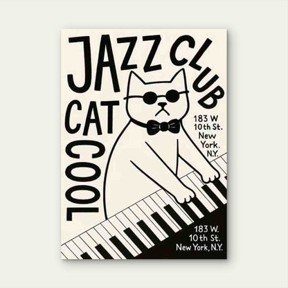 Jazz Cat Piano 60x90cm Metal Print Ready to Hang - Bella Home Decor