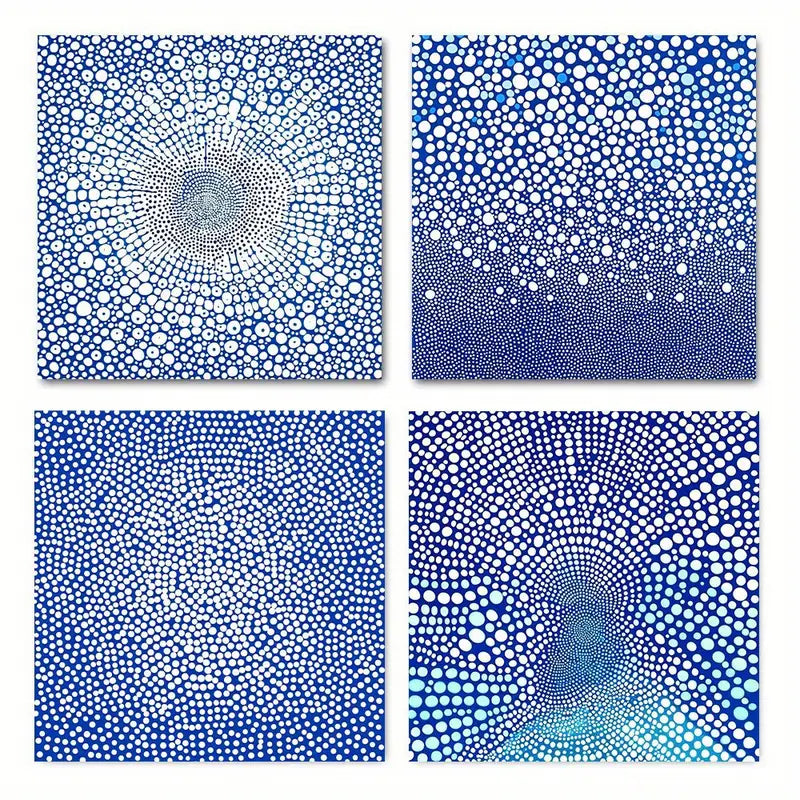 4pcs Daisy Blue Vas Picture Wall Art Canvas Framed