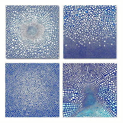 4pcs Daisy Blue Vas Picture Wall Art Canvas Framed